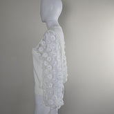 Siani Milano White Balloon Sleeve Sweater with Flower Detail - Size: M